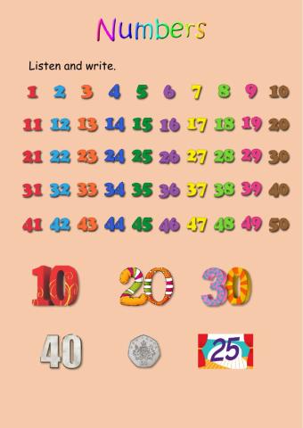 Numbers 1-50