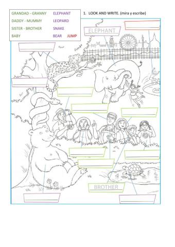 Family, animals, actions