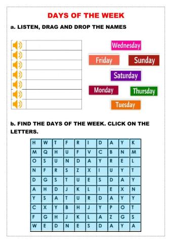 Drag And Drop the Names-Wordsearch