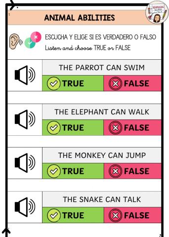 Animal abilities true false