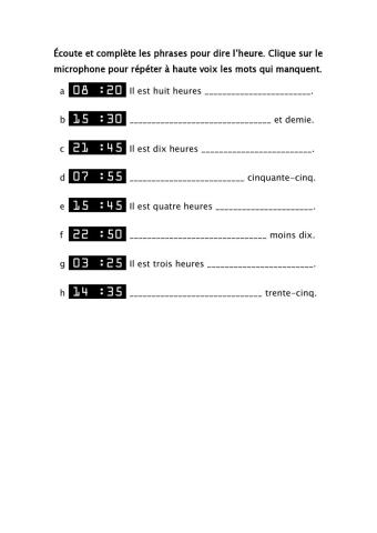 Dire l'heure