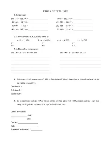 Adunarea si scaderea nr. nat. mai mici decat 1000000