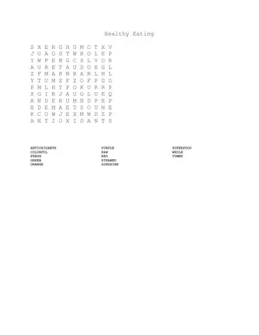 Healthy Eating crossword