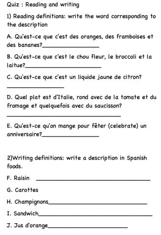 Le quiz de francais 2