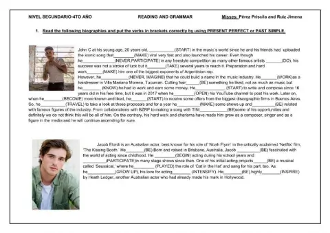 Reading and grammar practice