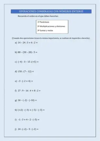 Operaciones combinadas con números enteros