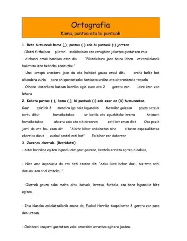 Ortografia. Puntua, koma eta bi puntuak