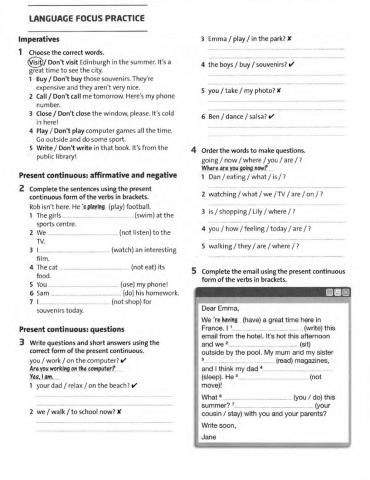 Present continuous imperatives