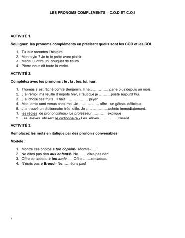 Les pronoms C.O.D-C.O.I
