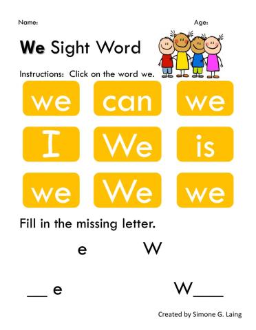 We Sight Word