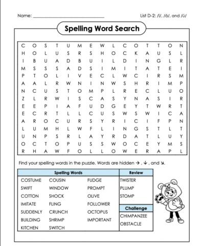 Word Search E-2 6th Grade