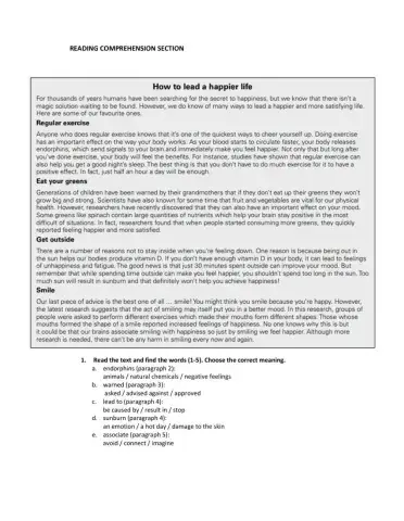 Pre FCE - Reading Comprehension