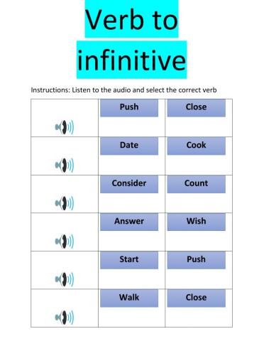 Verbs to infinitive