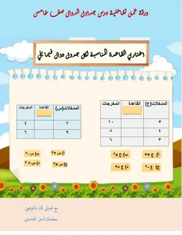 جداول الدوال