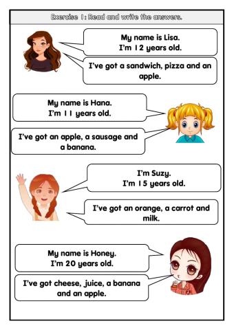 English year 1 (i've got foods)