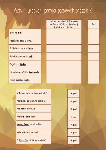 Pády - určování pomocí pádové otázky 2