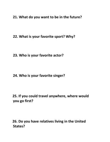 Conversation Questions