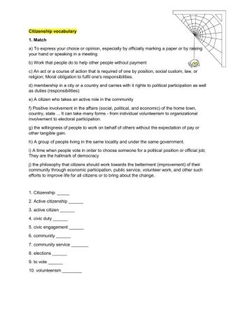 Citizenship vocabulary