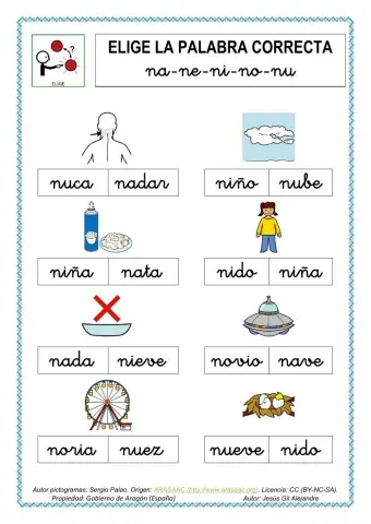 Elige la palabra correcta. NA NE NI NO NU