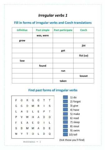 Irregular verbs