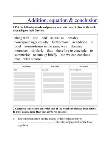 Additions-Equations-Conclusions