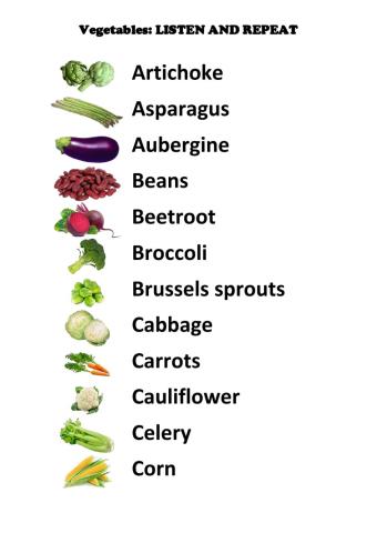 Vegetables - Listen and repeat