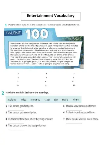 Entertainment vocabulary