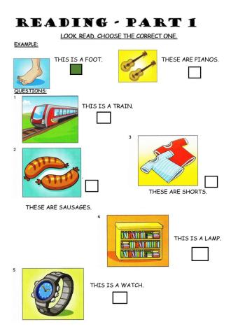 Starters Reading Part 1