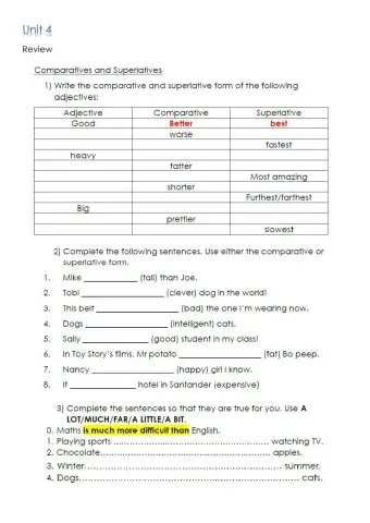 Comparatives Superlatives Adjectives &Adverbs
