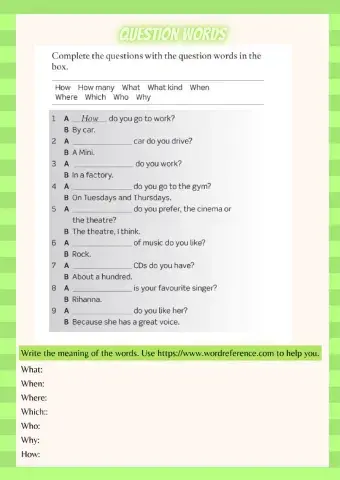 Word order in questions and questions words