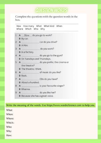 Word order in questions and questions words