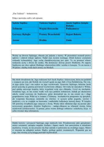 -Pan Tadeusz- - bohaterowie