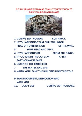 How to behave during earthquakes