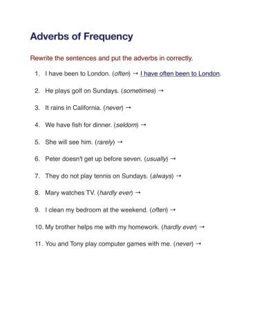 Adverbs of Frequency