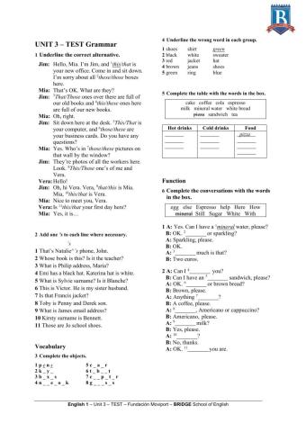 Speakout starter unit 3 test