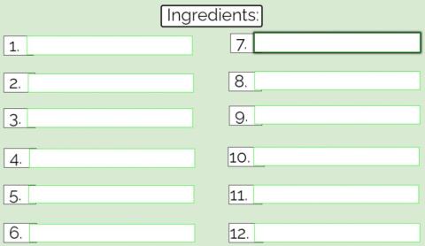 Recipe Ingredients List Template