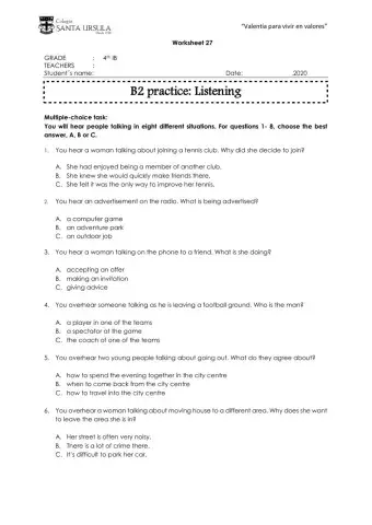 Listening B2 - Part 1