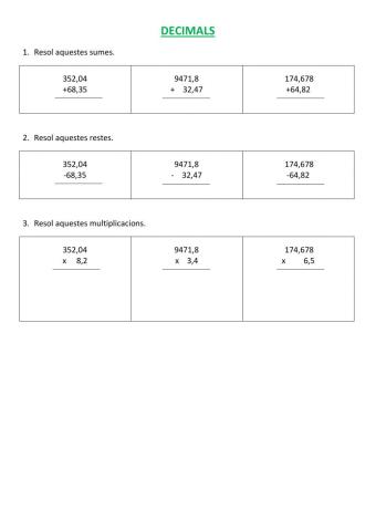 Operacions amb decimals