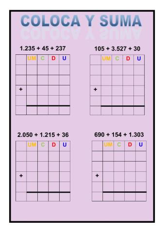 Sumas de tres sumandos