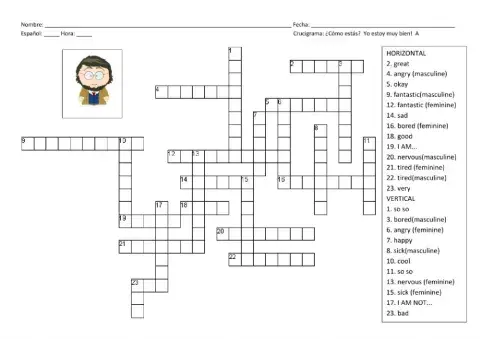 Crucigrama - ¿Cómo estás?