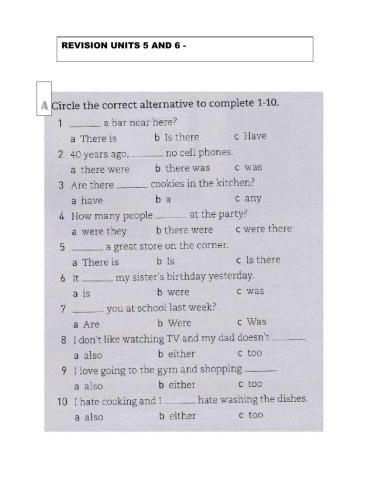 Review unit 5 and 6 ID1B