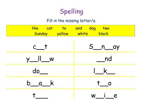Spelling- Fill in the missing letter DJ
