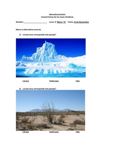 Características de las zonas climáticas