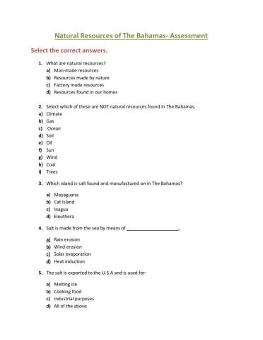 Natural Resources of The Bahamas