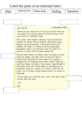 Parts of an informal letter