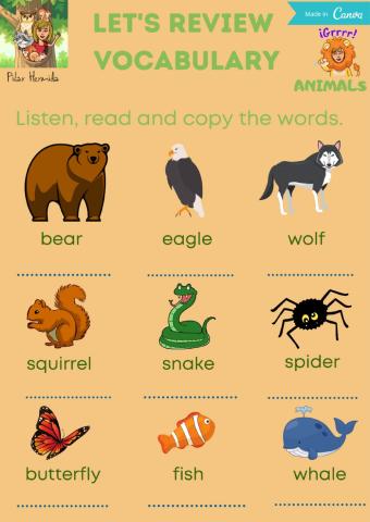 ANIMALS listen write