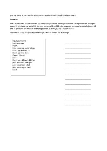 Pseudocode exercise