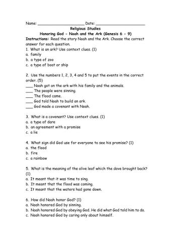 Honoring God Noah and the Ark