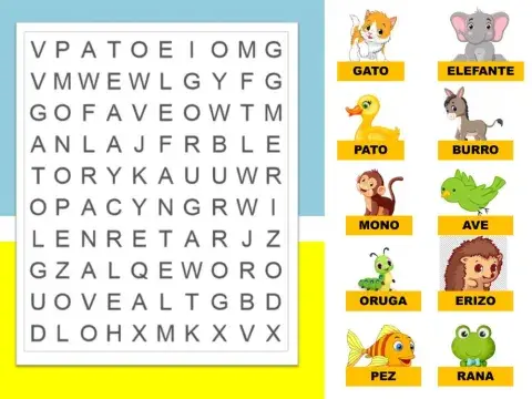 Sopa de letras de animales