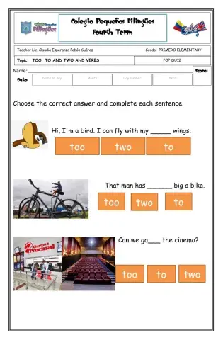 Too, to, two and verbs